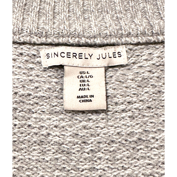 Sincerely Jules Gray Relaxed Drop Shoulder Cardigan Large Academia Preppy - Picture 7 of 9
